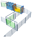 Сортировочные ворота и коридор мобильного загона A-50 — вид под углом